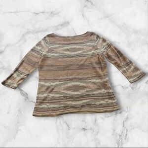 Ralph Lauren Jeans Co XL Knit Sweater Tan Tribal Boho Southwestern Striped Top
